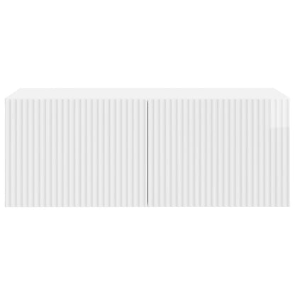 Wandbeugel TV-kast Hoogglans Wit 78,5 x 41 x 30 cm Bewerkt hout
