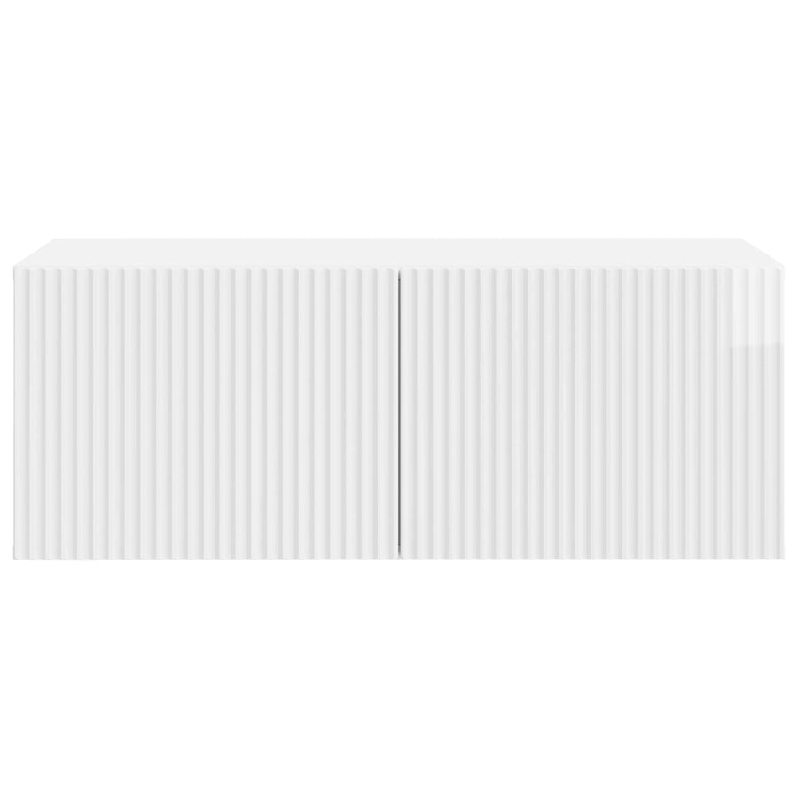 Wandbeugel TV-kast Hoogglans Wit 78,5 x 41 x 30 cm Bewerkt hout