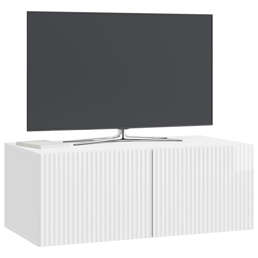 Wandbeugel TV-kast Hoogglans Wit 78,5 x 41 x 30 cm Bewerkt hout