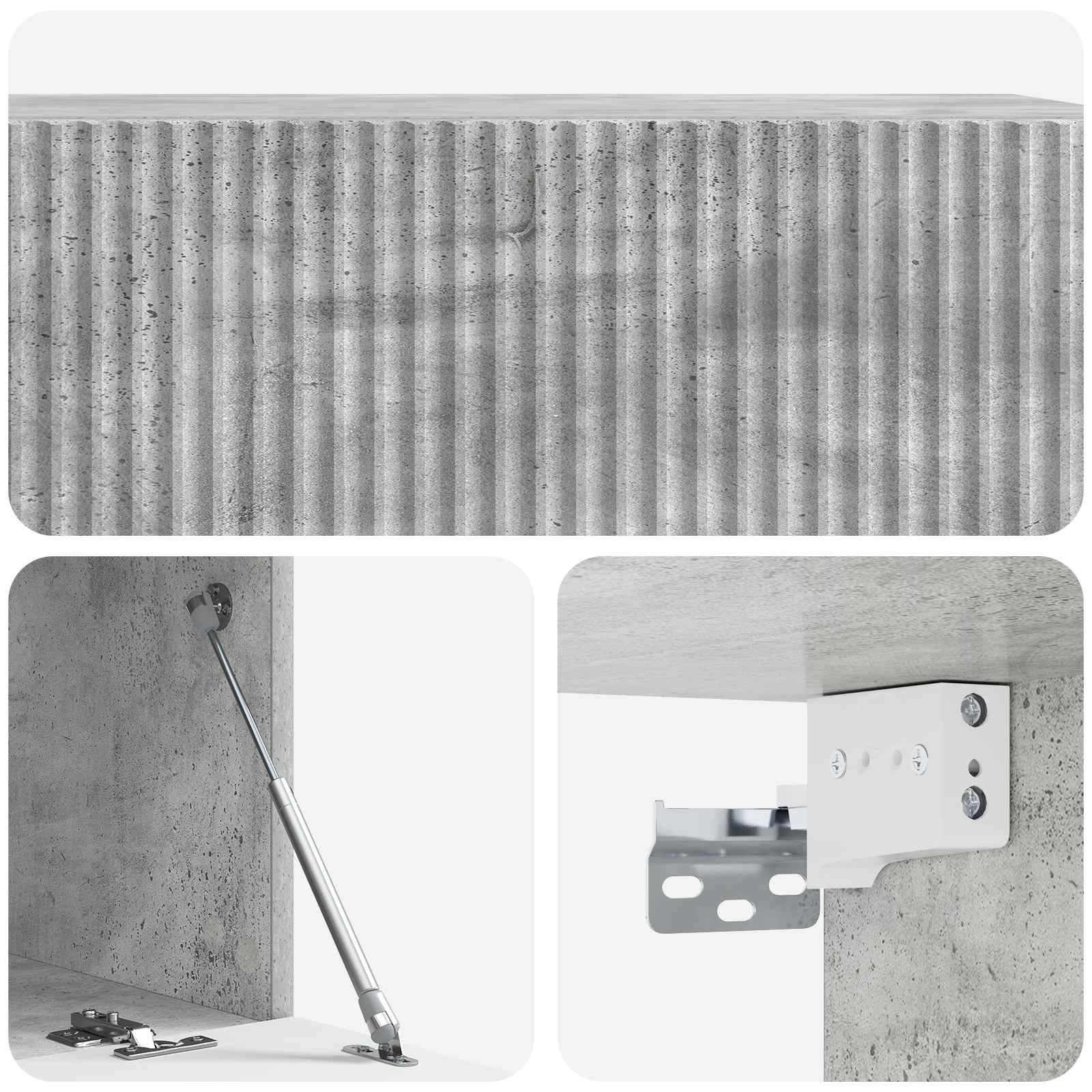 Wandbeugel TV-kast Betongrijs 98 x 41 x 30 cm Bewerkt hout
