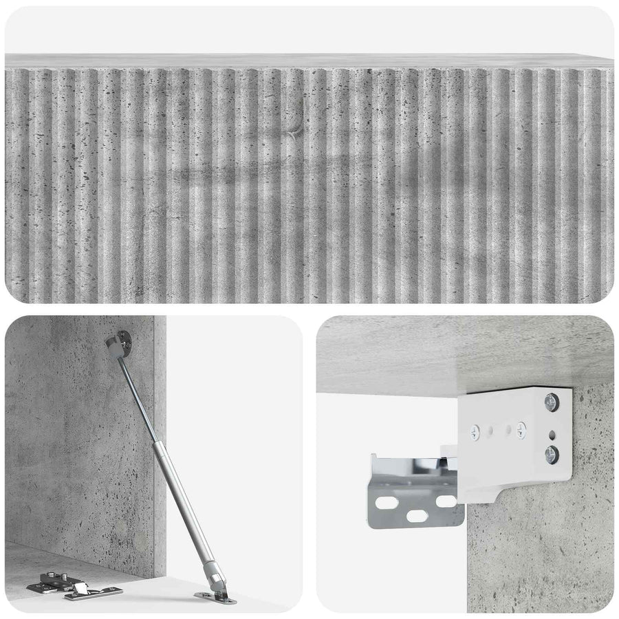 Wandbeugel TV-kast Betongrijs 98 x 41 x 30 cm Bewerkt hout