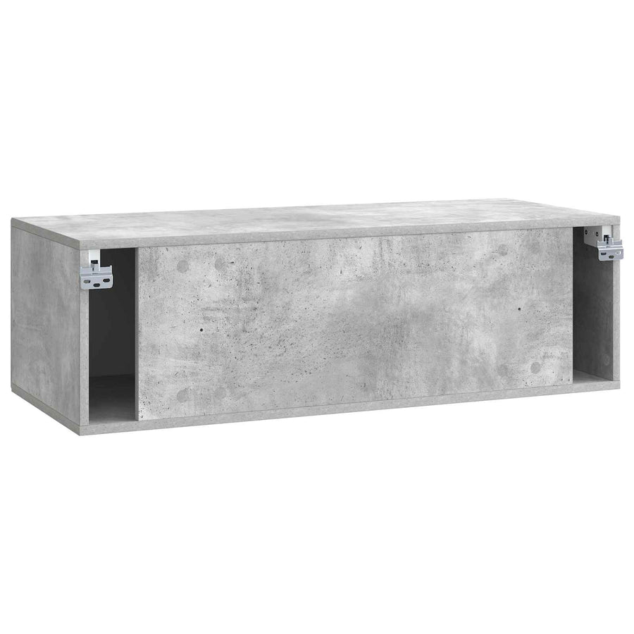 Wandbeugel TV-kast Betongrijs 98 x 41 x 30 cm Bewerkt hout