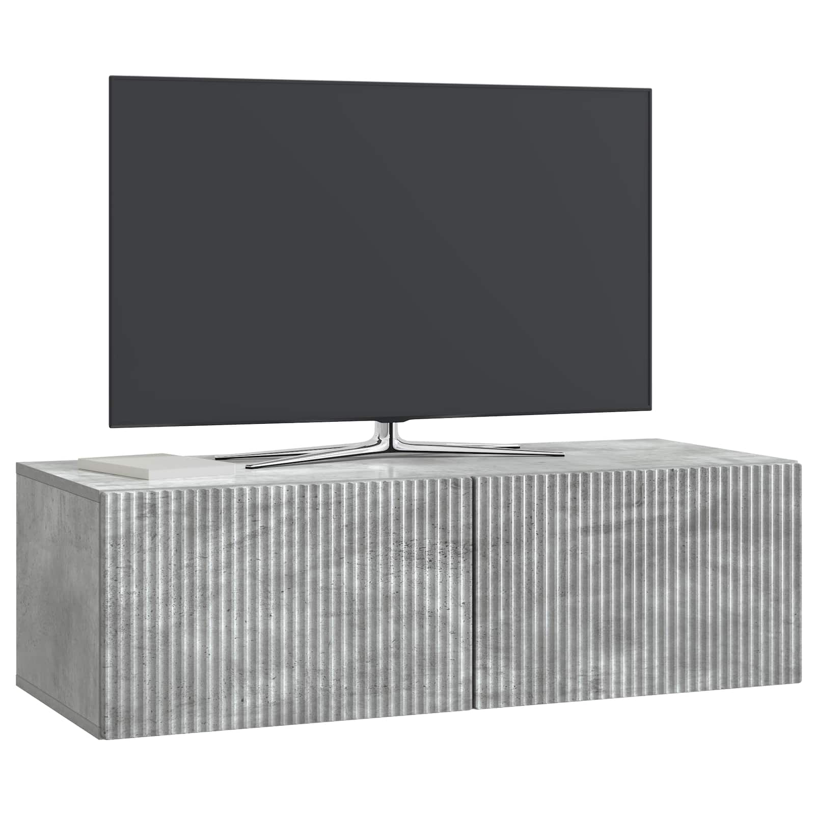 Wandbeugel TV-kast Betongrijs 98 x 41 x 30 cm Bewerkt hout