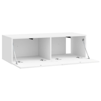 Wandbeugel TV-kast Hoogglans Wit 98 x 41 x 30 cm Bewerkt hout