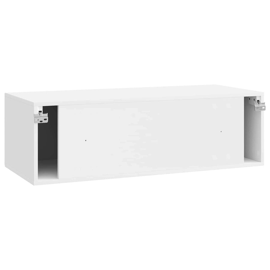 Wandbeugel TV-kast Hoogglans Wit 98 x 41 x 30 cm Bewerkt hout