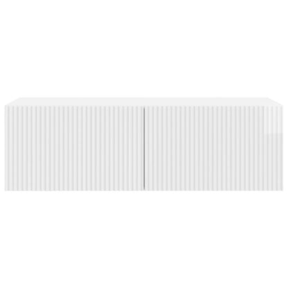 Wandbeugel TV-kast Hoogglans Wit 98 x 41 x 30 cm Bewerkt hout