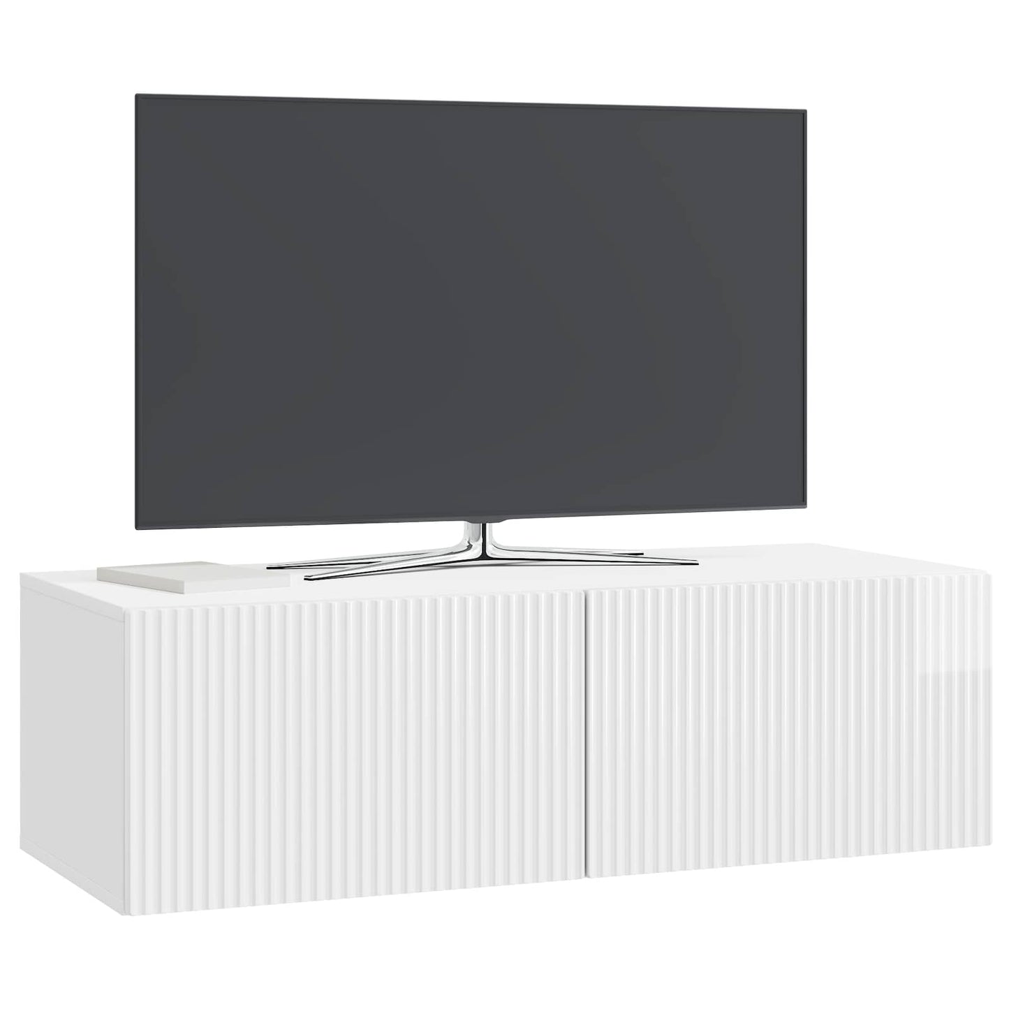 Wandbeugel TV-kast Hoogglans Wit 98 x 41 x 30 cm Bewerkt hout