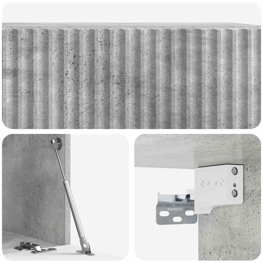 Wandbeugel TV-kast Betongrijs 59,5 x 31 x 30 cm Bewerkt hout