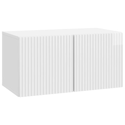 Wandbeugel TV-kast Hoogglans Wit 59,5 x 31 x 30 cm Bewerkt hout
