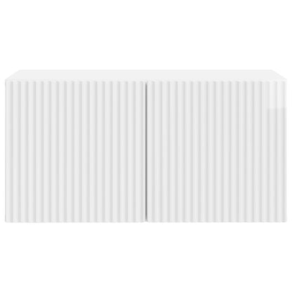 Wandbeugel TV-kast Hoogglans Wit 59,5 x 31 x 30 cm Bewerkt hout