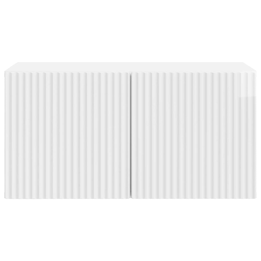 Wandbeugel TV-kast Hoogglans Wit 59,5 x 31 x 30 cm Bewerkt hout