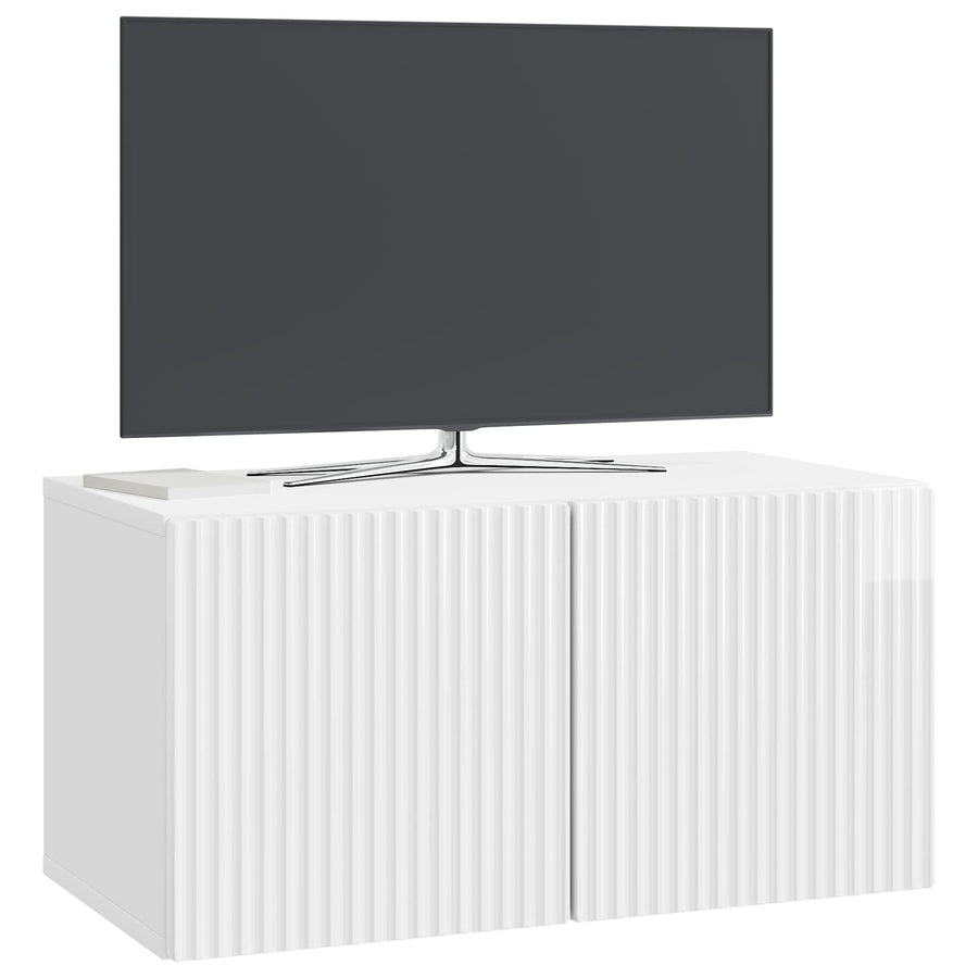 Wandbeugel TV-kast Hoogglans Wit 59,5 x 31 x 30 cm Bewerkt hout