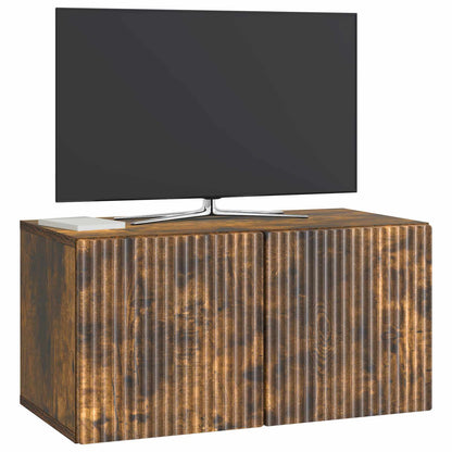 Wandbeugel TV-kast Gerookt eiken 59,5 x 31 x 30 cm Bewerkt hout
