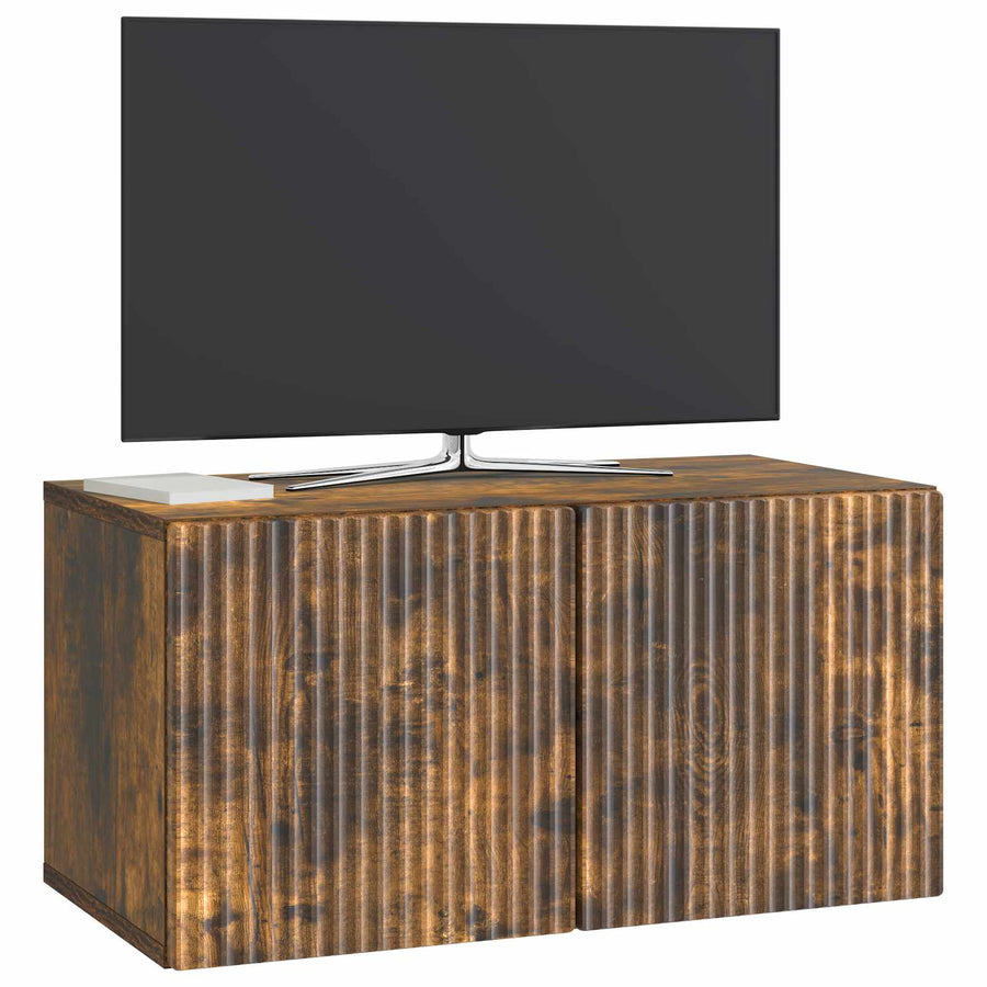 Wandbeugel TV-kast Gerookt eiken 59,5 x 31 x 30 cm Bewerkt hout