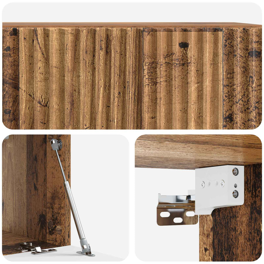 Wandbeugel TV-kast Oud hout 59,5 x 31 x 30 cm Bewerkt hout