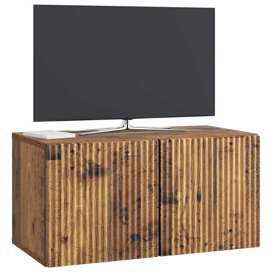 Wandbeugel TV-kast Oud hout 59,5 x 31 x 30 cm Bewerkt hout