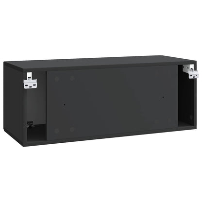 Wandbeugel TV-kast Zwart 78,5 x 31 x 30 cm Bewerkt hout