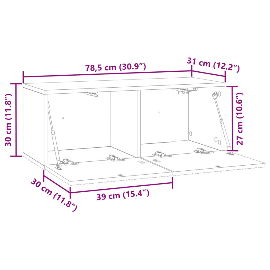 Wandbeugel TV-kast Sonoma Eiken 78,5 x 31 x 30 cm Bewerkt hout