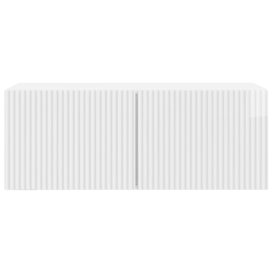 Wandbeugel TV-kast Hoogglans Wit 78,5 x 31 x 30 cm Bewerkt hout