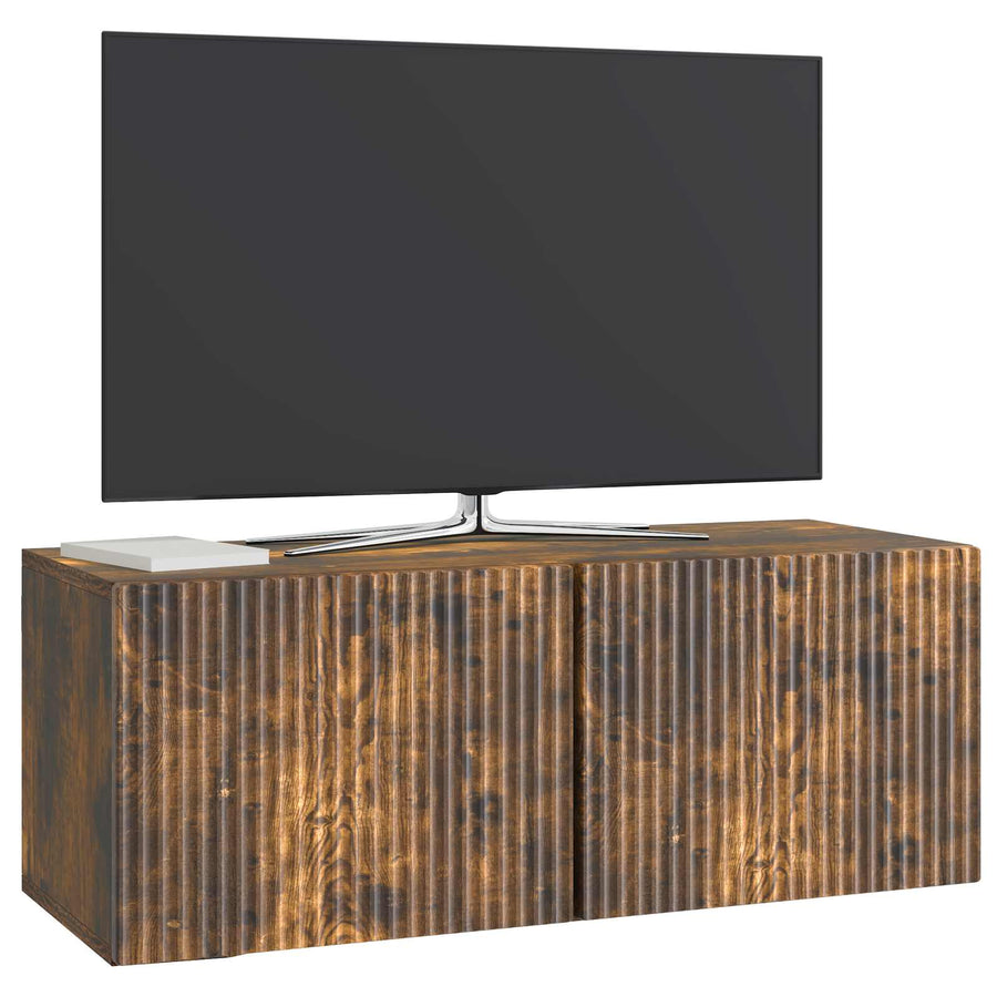 Wandbeugel TV-kast Gerookt eiken 78,5 x 31 x 30 cm Bewerkt hout