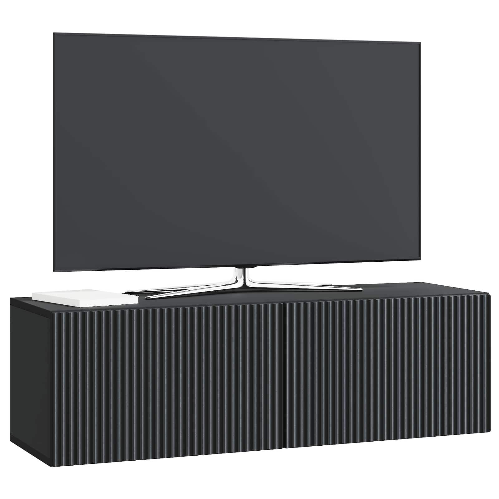 Wandbeugel TV-kast Zwart 98 x 31 x 30 cm Bewerkt hout