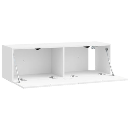 Wandbeugel TV-kast Hoogglans Wit 98 x 31 x 30 cm Bewerkt hout