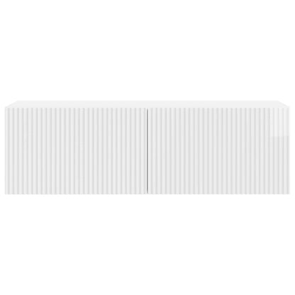 Wandbeugel TV-kast Hoogglans Wit 98 x 31 x 30 cm Bewerkt hout
