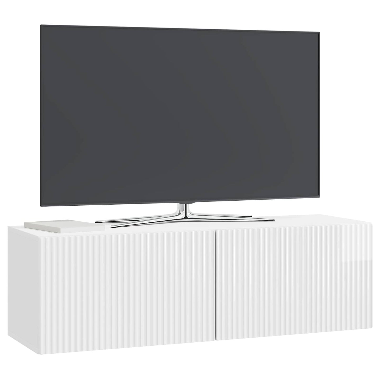 Wandbeugel TV-kast Hoogglans Wit 98 x 31 x 30 cm Bewerkt hout