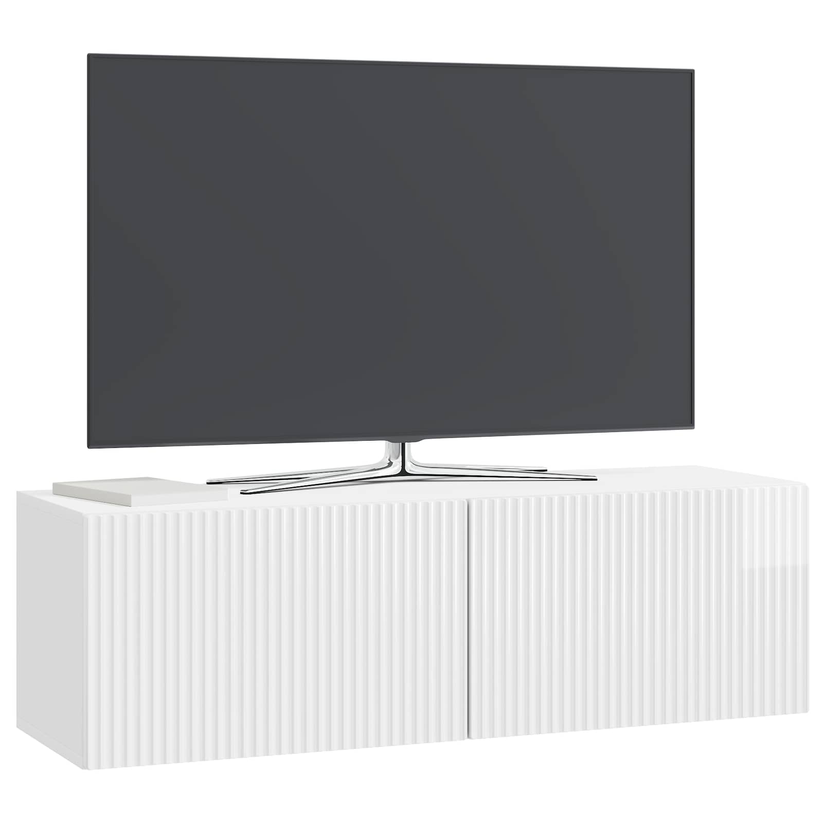 Wandbeugel TV-kast Hoogglans Wit 98 x 31 x 30 cm Bewerkt hout