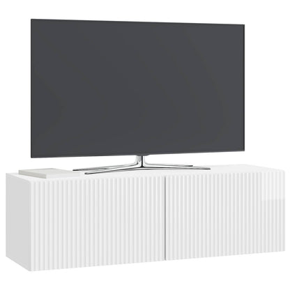 Wandbeugel TV-kast Hoogglans Wit 98 x 31 x 30 cm Bewerkt hout