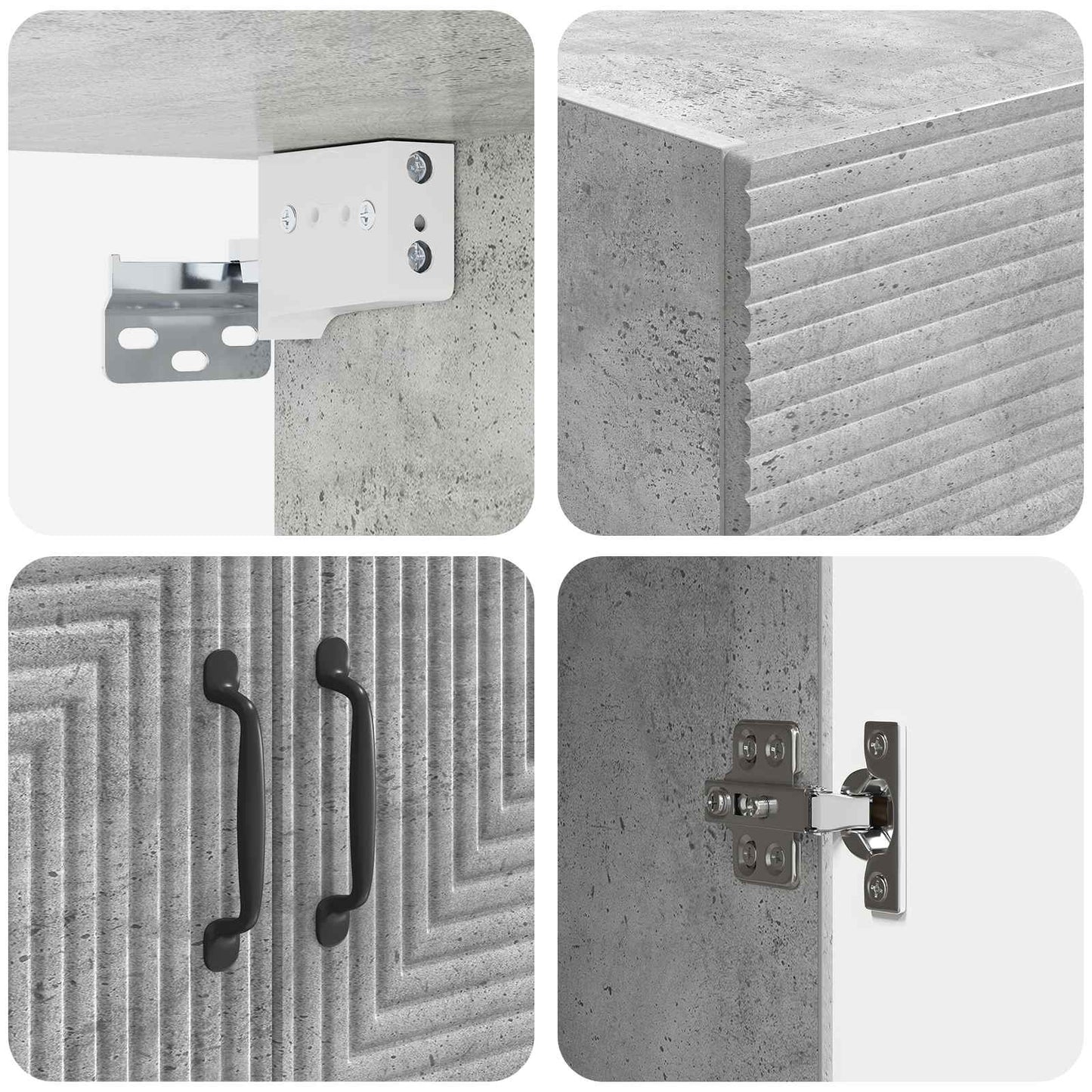 Wandkast Betongrijs 66 x 34,5 x 90 cm Bewerkt hout