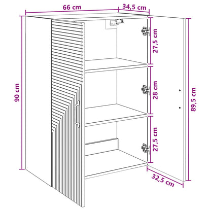 Wandkast Betongrijs 66 x 34,5 x 90 cm Bewerkt hout