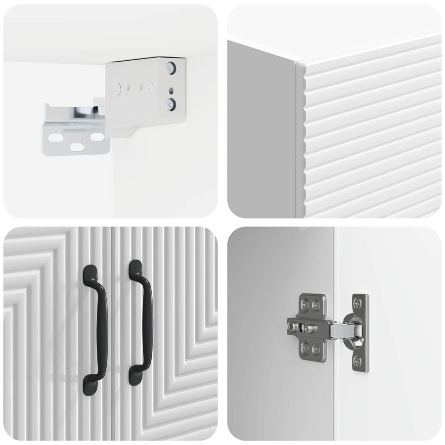 Wandkast Hoogglans Wit 66 x 34,5 x 90 cm Bewerkt hout