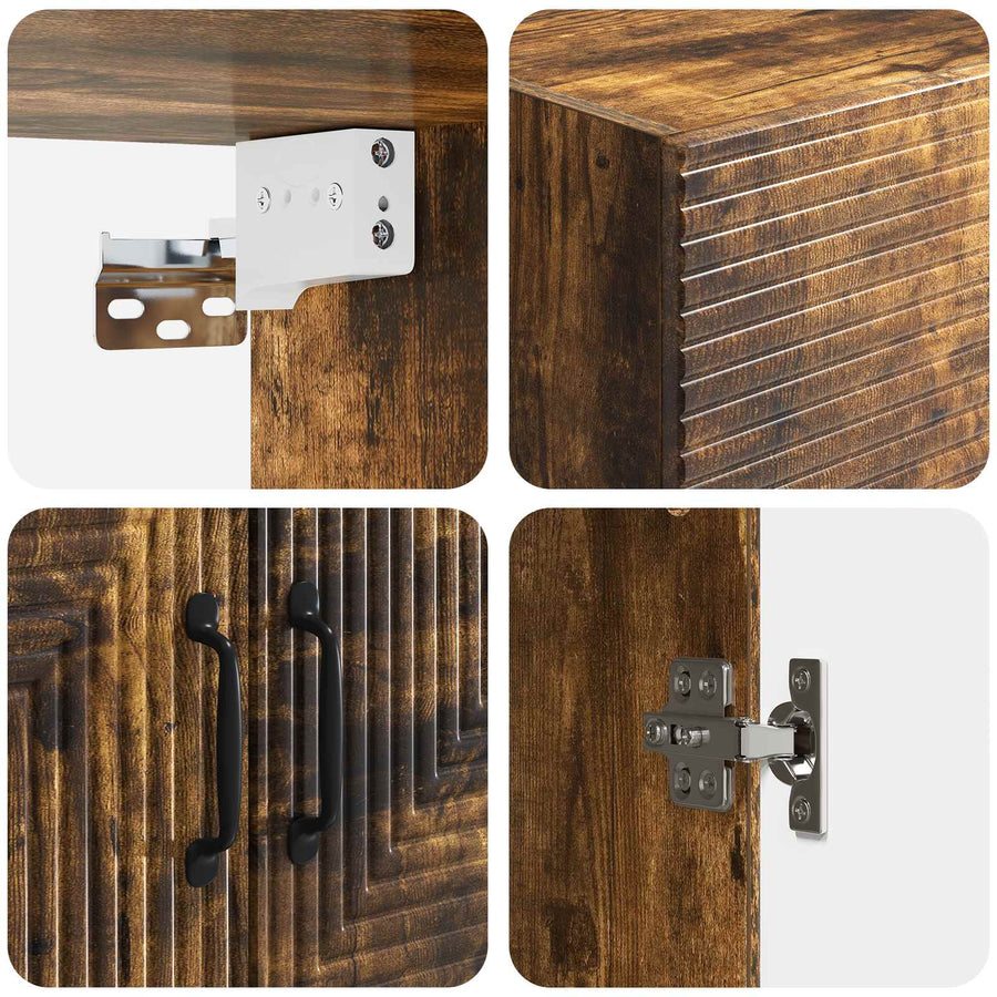 Wandkast Gerookt eiken 66 x 34,5 x 90 cm Bewerkt hout