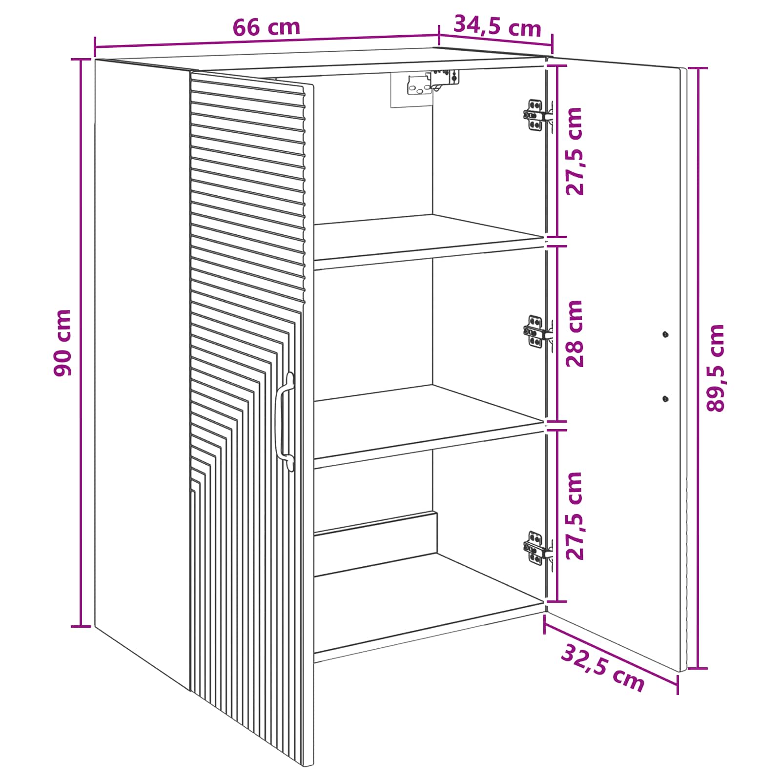 Wandkast Artisanaal eiken 66 x 34,5 x 90 cm Bewerkt hout
