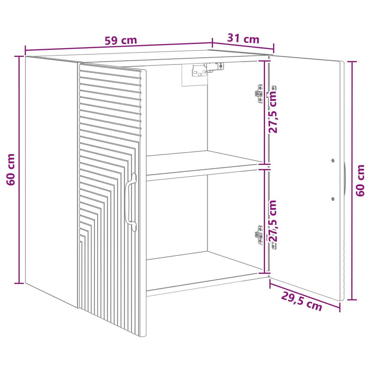 Wandkast Betongrijs 59 x 31 x 60 cm Bewerkt hout