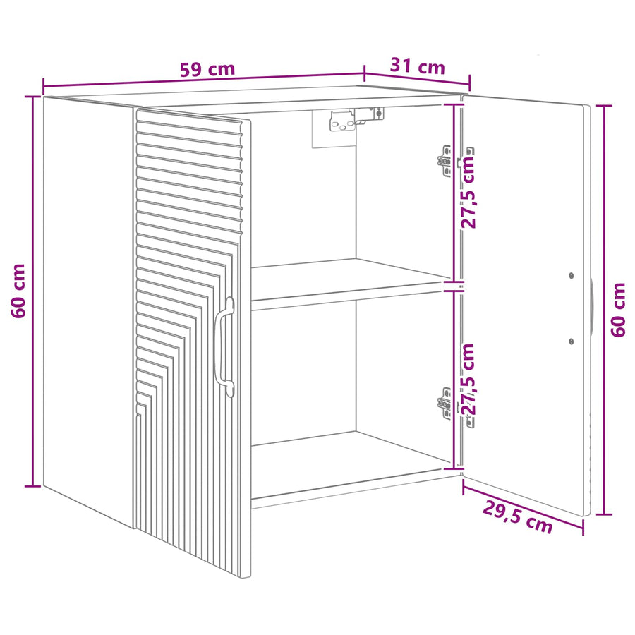 Wandkast Betongrijs 59 x 31 x 60 cm Bewerkt hout