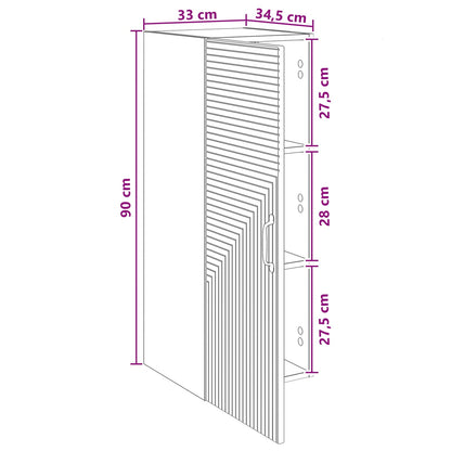 Wandkast Wit 33 x 34,5 x 90 cm Bewerkt hout