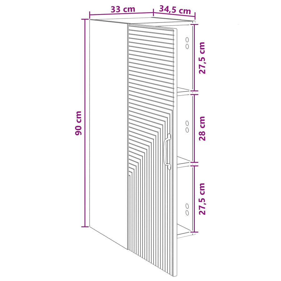 Wandkast Wit 33 x 34,5 x 90 cm Bewerkt hout