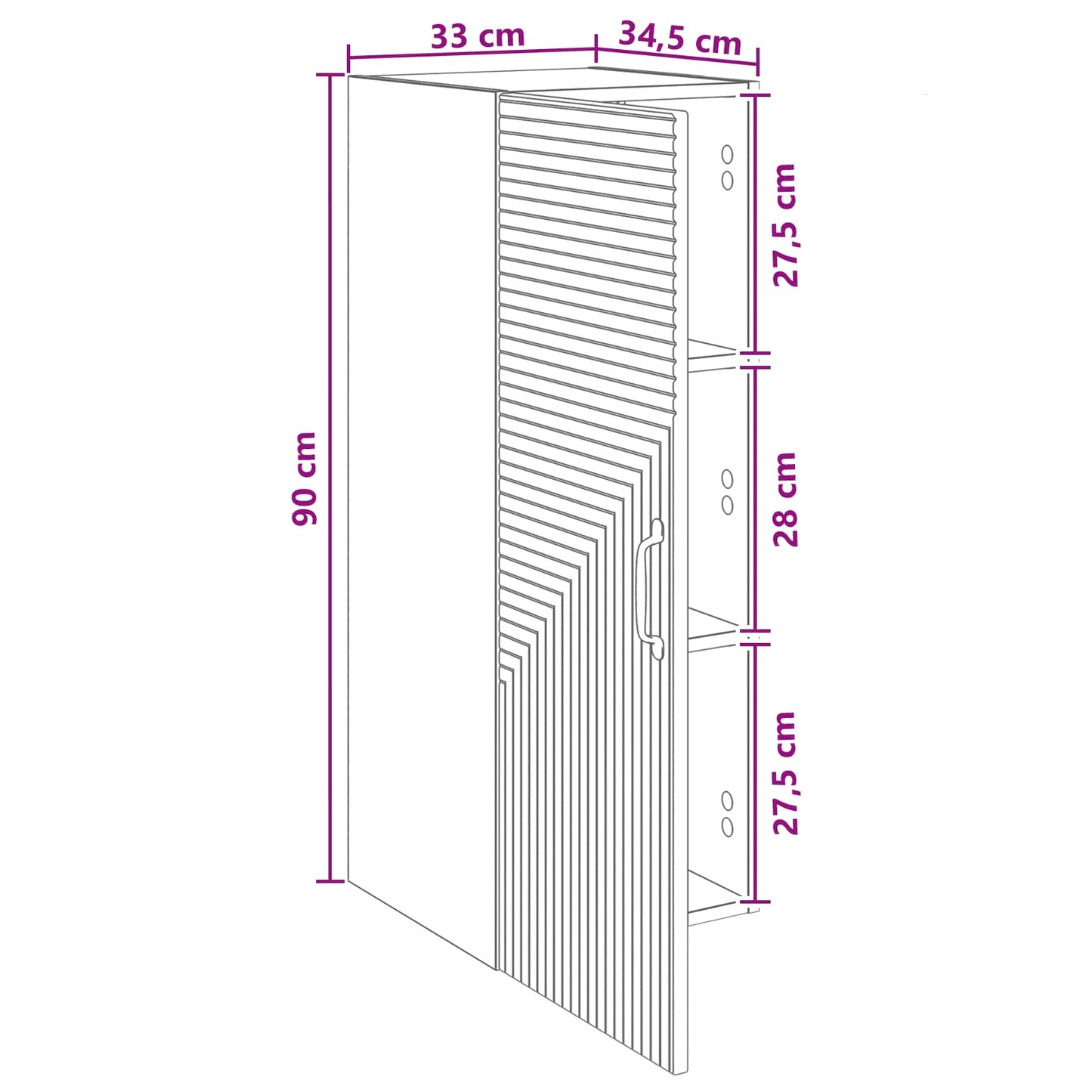 Wandkast Zwart 33 x 34,5 x 90 cm Bewerkt hout
