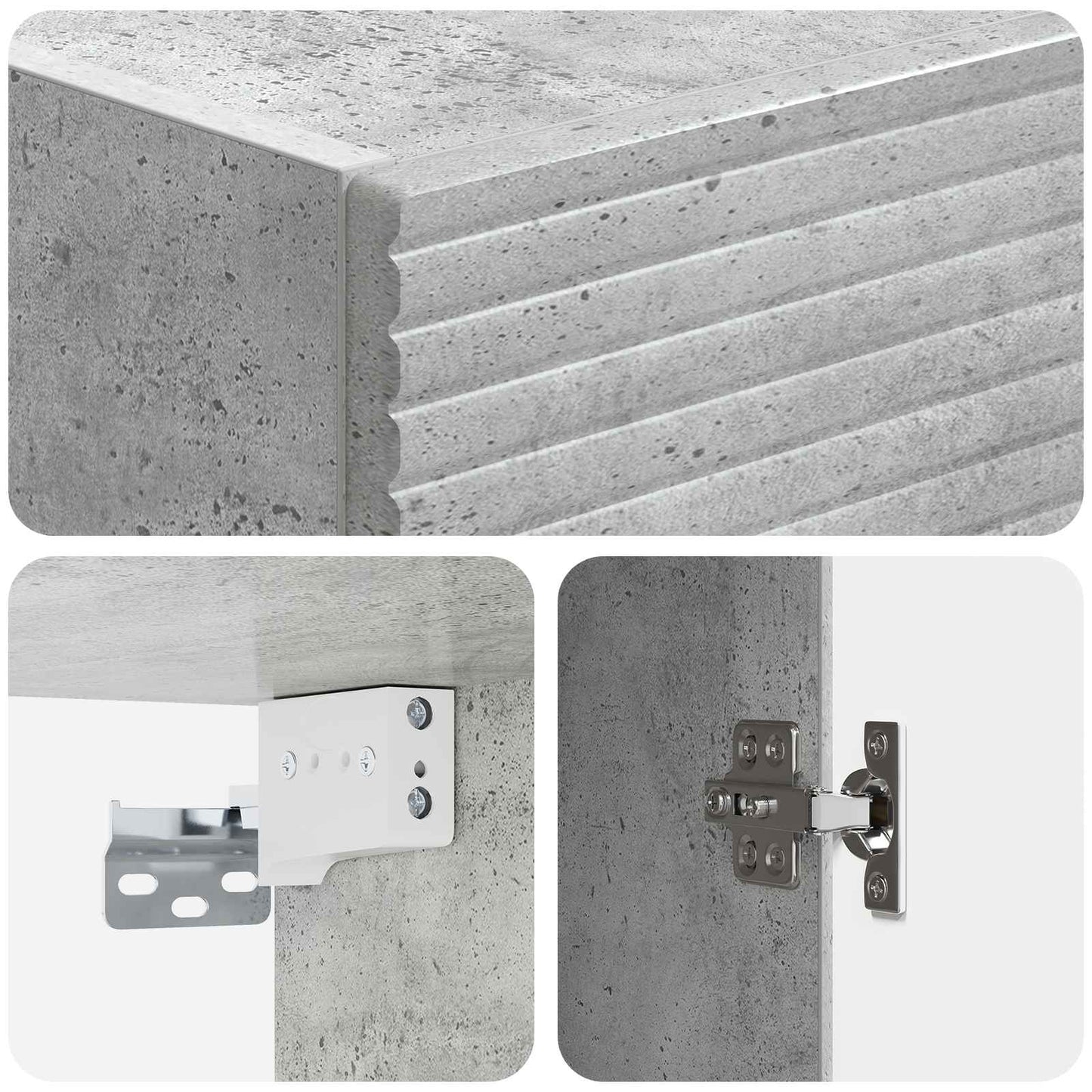 Wandkast Betongrijs 33 x 34,5 x 90 cm Bewerkt hout