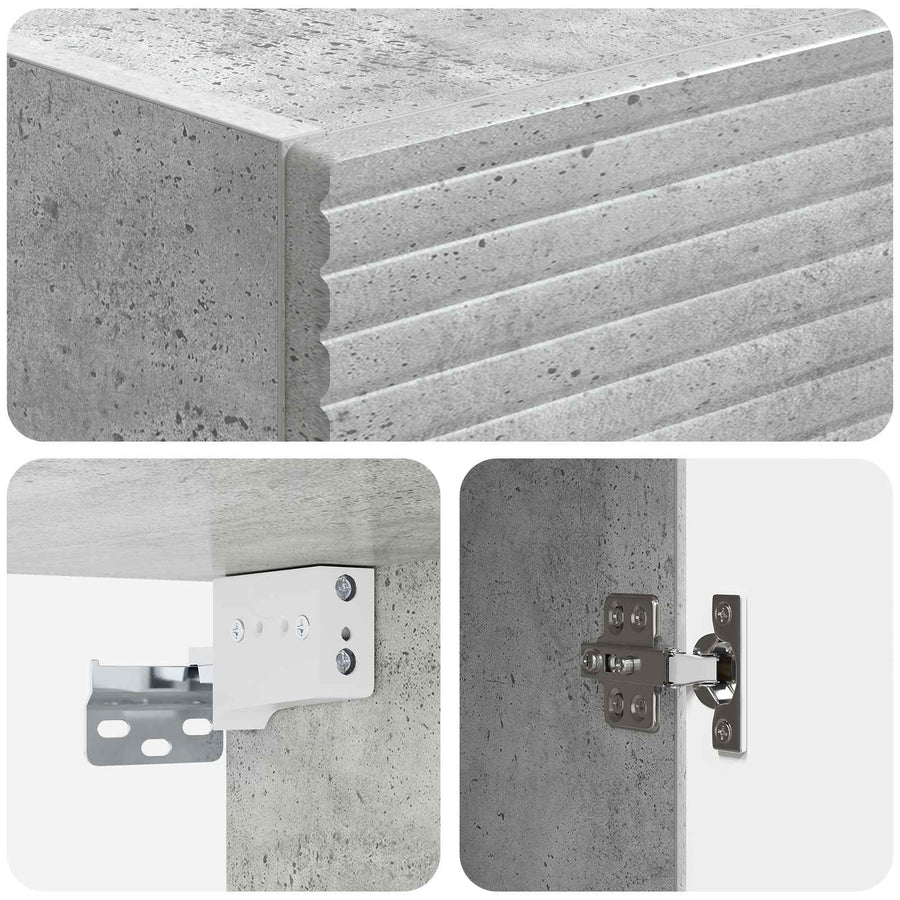 Wandkast Betongrijs 33 x 34,5 x 90 cm Bewerkt hout
