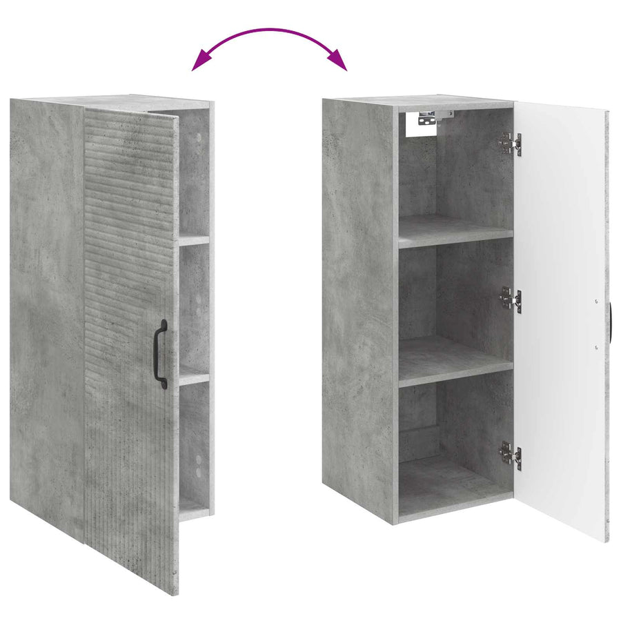 Wandkast Betongrijs 33 x 34,5 x 90 cm Bewerkt hout