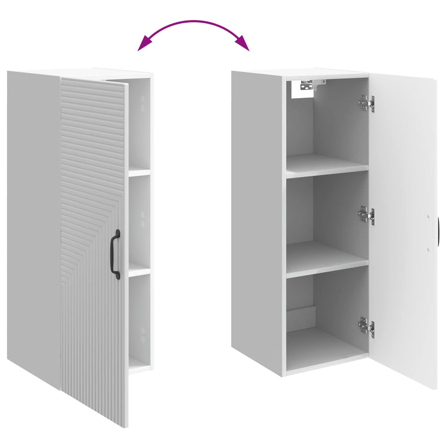 Wandkast Hoogglans Wit 33 x 34,5 x 90 cm Bewerkt hout