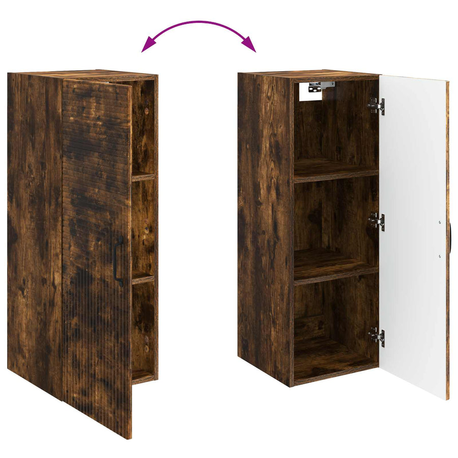 Wandkast Gerookt eiken 33 x 34,5 x 90 cm Bewerkt hout