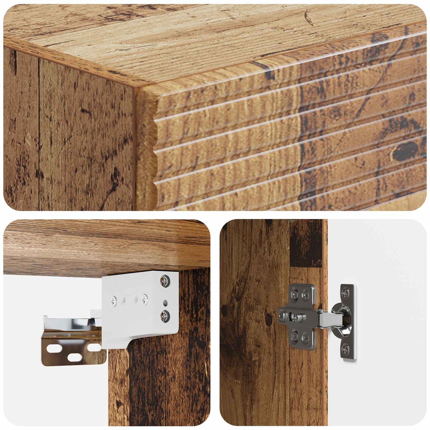 Wandkast Oud hout 33 x 34,5 x 90 cm Bewerkt hout