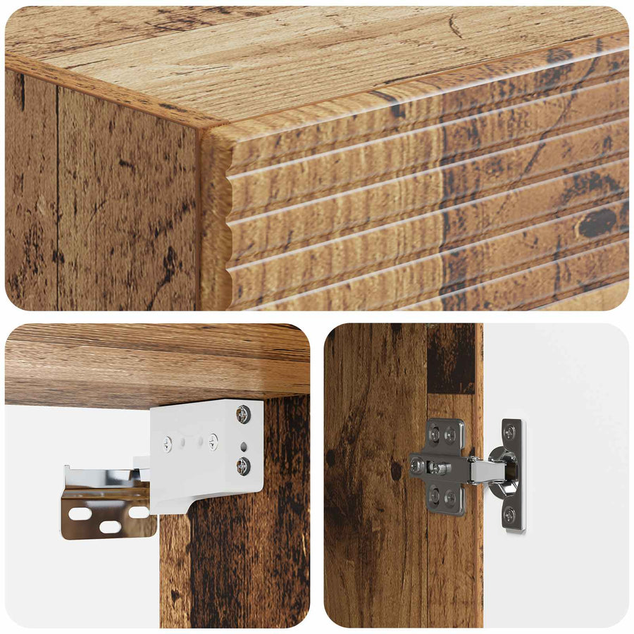 Wandkast Oud hout 33 x 34,5 x 90 cm Bewerkt hout