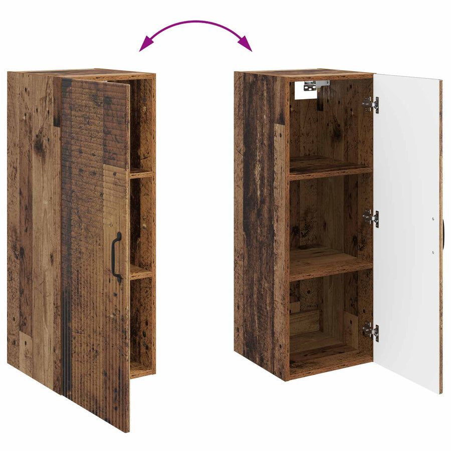 Wandkast Oud hout 33 x 34,5 x 90 cm Bewerkt hout