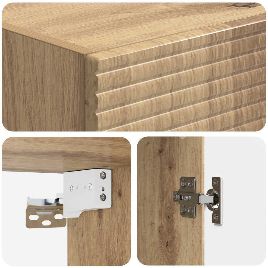 Wandkast Artisanaal eiken 33 x 34,5 x 90 cm Bewerkt hout
