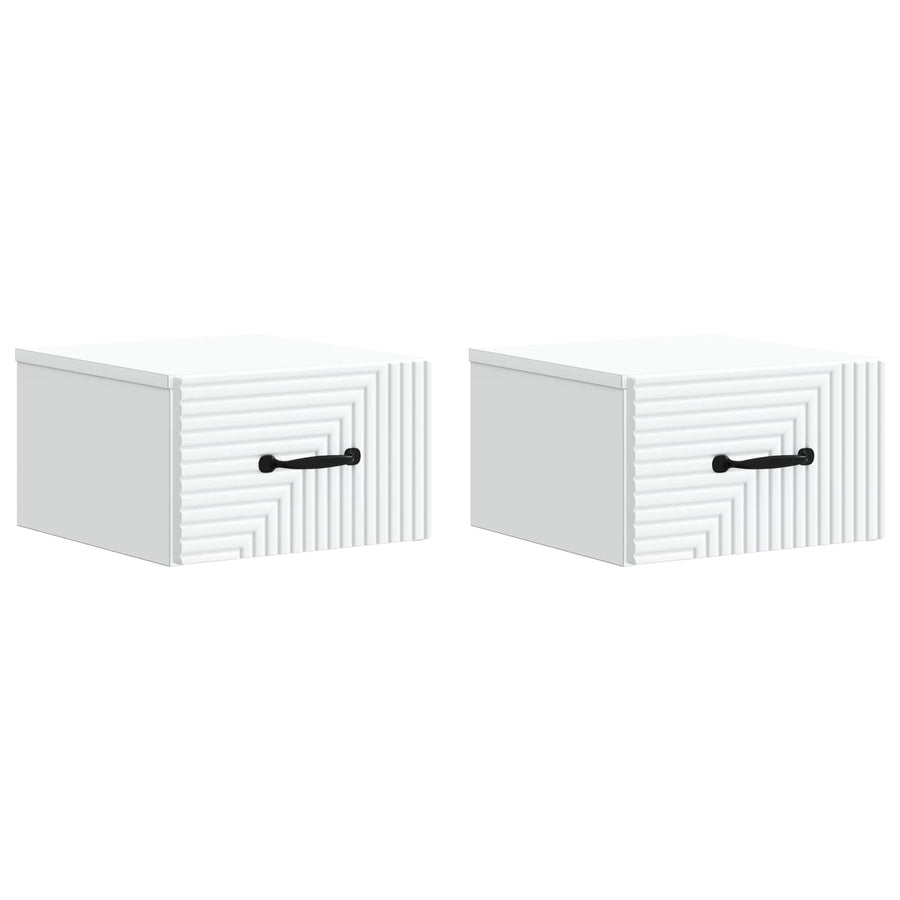 Wandbeugel Bedkast 2 pcs Wit 34,5 x 33 x 20 cm Bewerkt hout